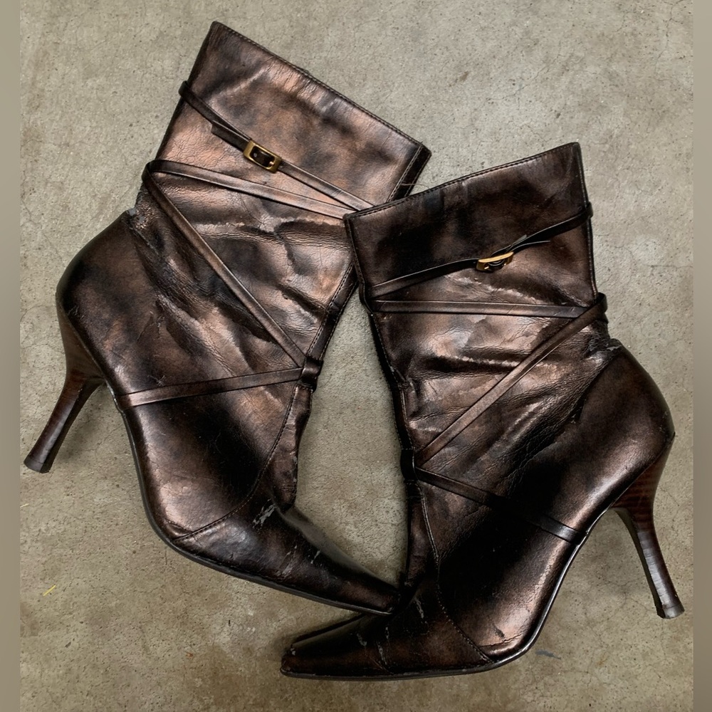 Madeline Bronze Heeled Boots with Stiletto Heel